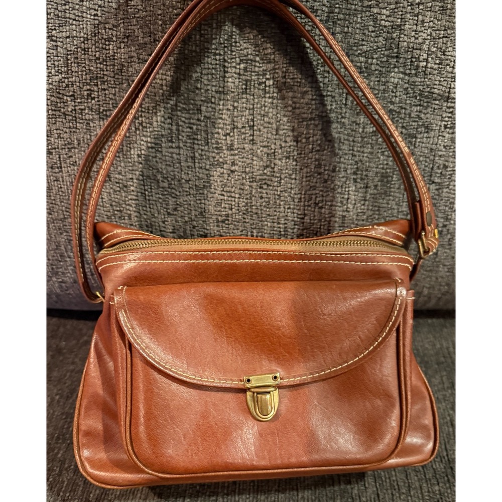 VINTAGE Hinson Faux Leather Camera Bag Brown USA